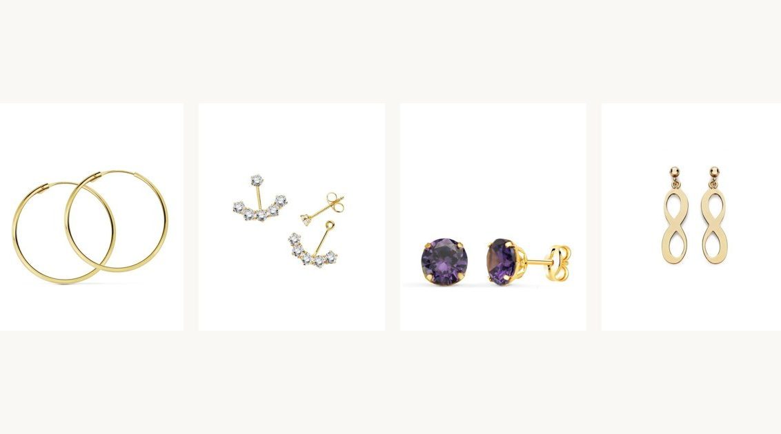 Pendientes de oro de 18 kilates: aros, trepadores, con amatista y largos de Joyería Falomir
