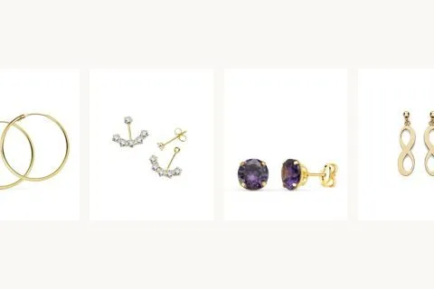 Pendientes de oro de 18 kilates: aros, trepadores, con amatista y largos de Joyería Falomir